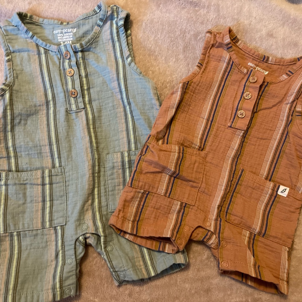 2 earth tone rompers